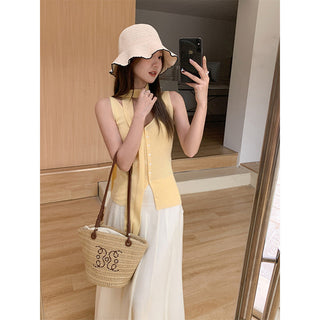 yellow V-neck Top