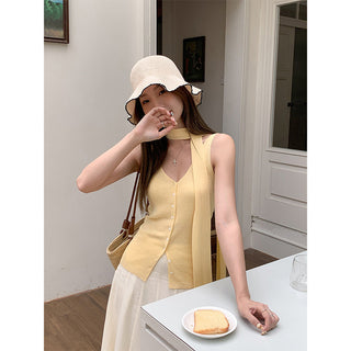 yellow V-neck Top
