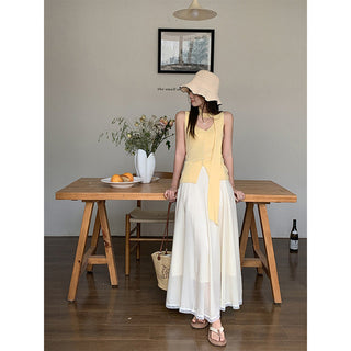 yellow V-neck Top