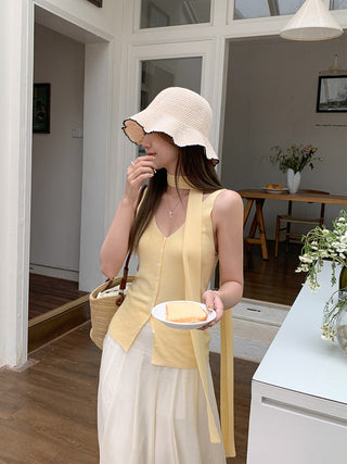 yellow V-neck Top