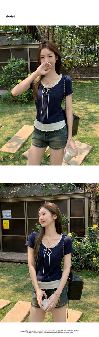 wooden ear stitching Top