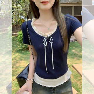 wooden ear stitching Top