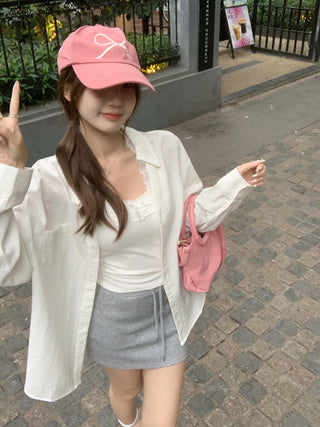 Korean white lapel Shirt