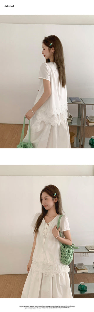 lace stitching pure Top