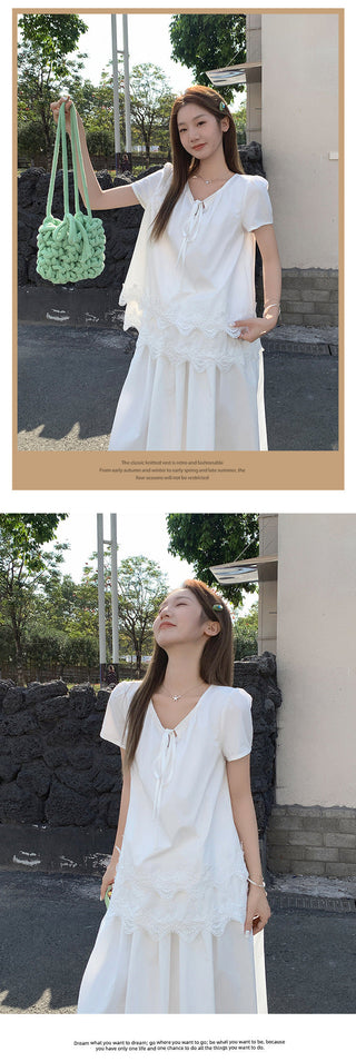 lace stitching pure Top