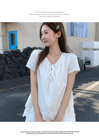 lace stitching pure Top