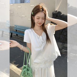 lace stitching pure Top