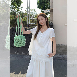 lace stitching pure Top