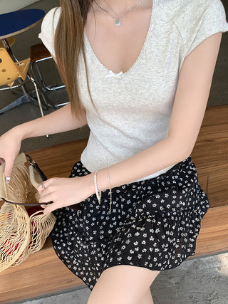 Korean gentle bow Top