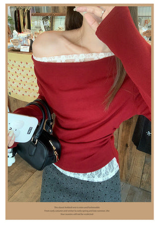 Cherry red lace Top
