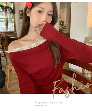 Cherry red lace Top