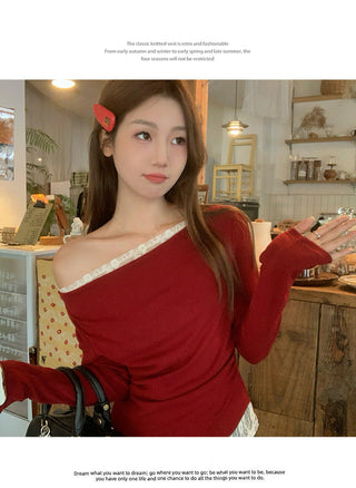 Cherry red lace Top