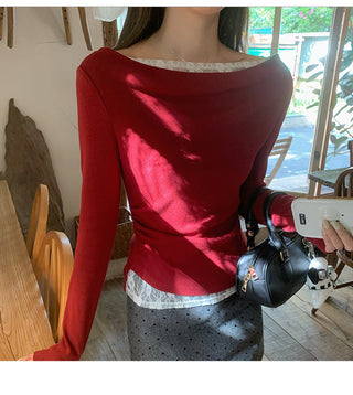 Cherry red lace Top