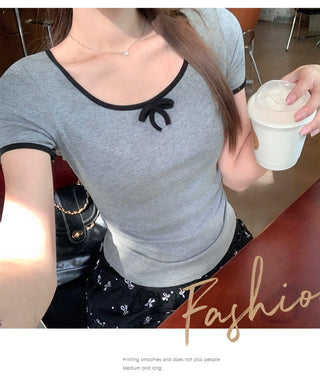 round off-shoulder slim Top
