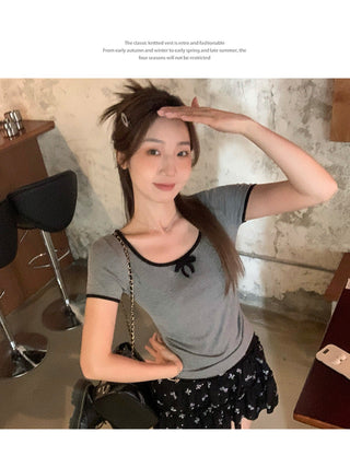 round off-shoulder slim Top