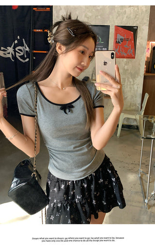 round off-shoulder slim Top
