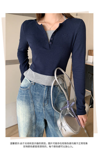 dark blue fake Top