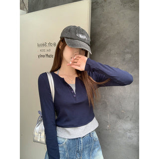 dark blue fake Top
