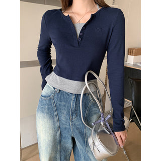 dark blue fake Top