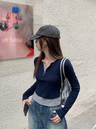 dark blue fake Top