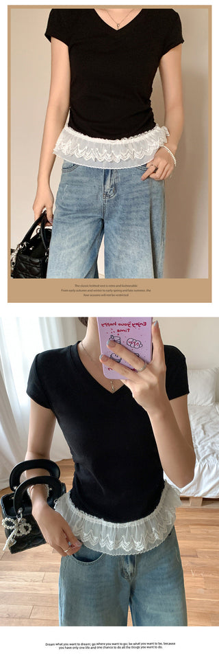 sweet hem lace Top