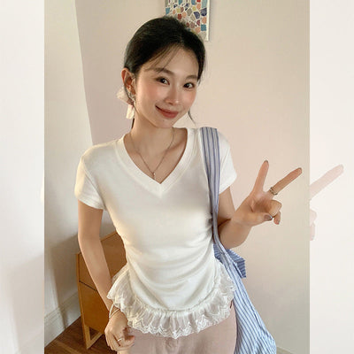 sweet hem lace Top