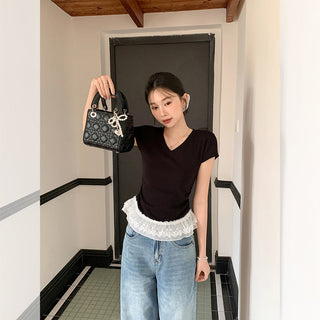 sweet hem lace Top