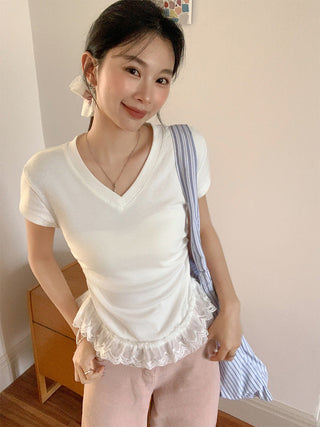 sweet hem lace Top
