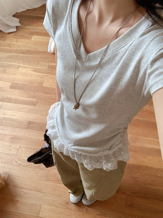 sweet hem lace Top