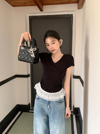 sweet hem lace Top
