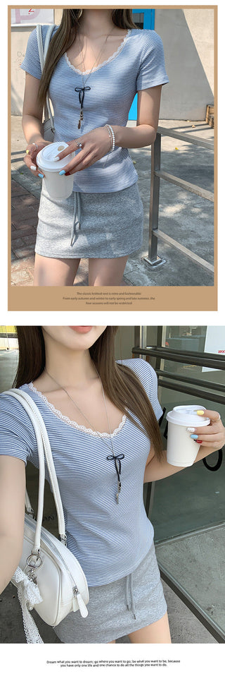 light blue stripe Top