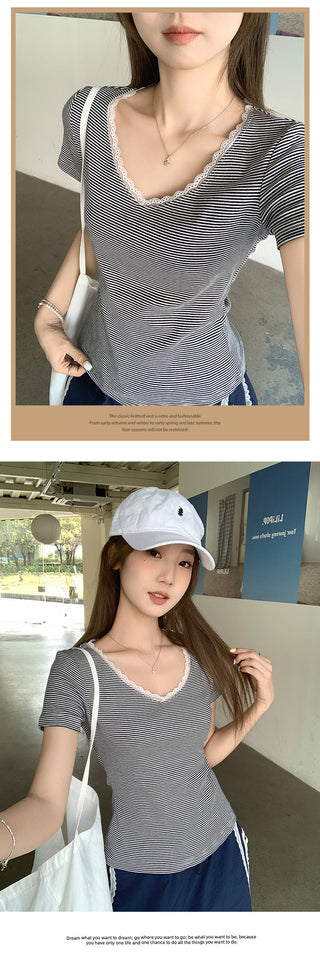 light blue stripe Top