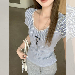 light blue stripe Top