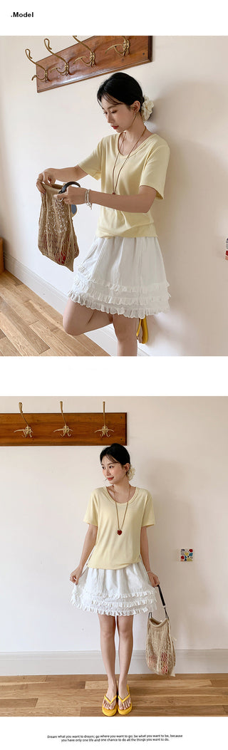 Korean U-collar shoulder Top