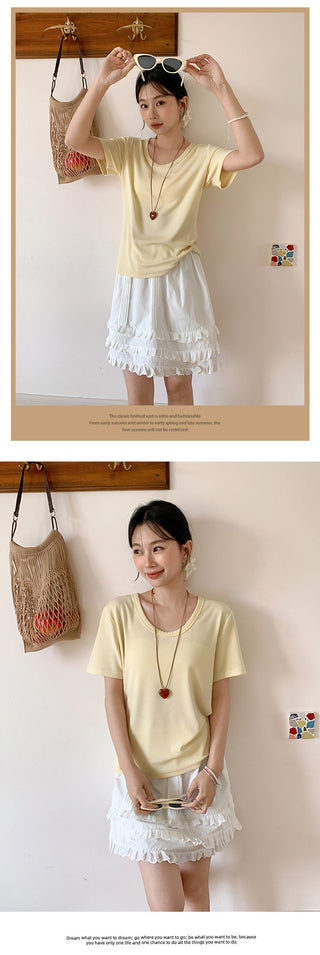 Korean U-collar shoulder Top