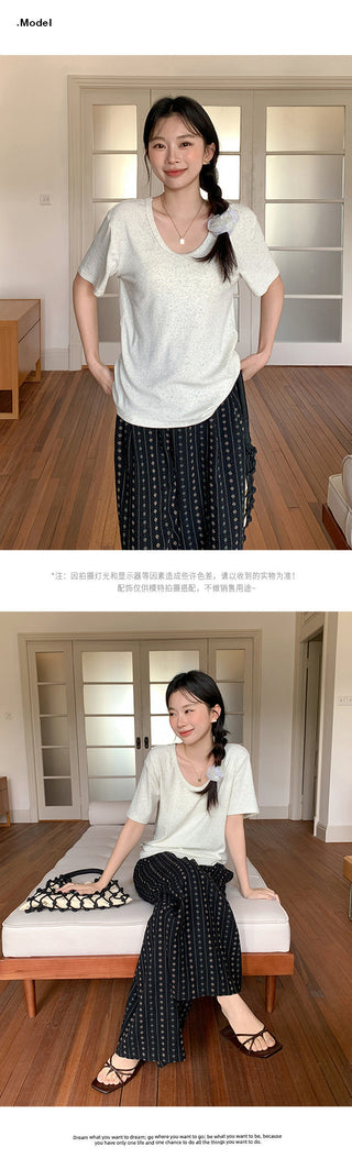 Korean U-collar shoulder Top