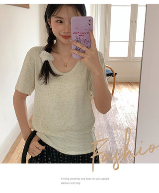 Korean U-collar shoulder Top