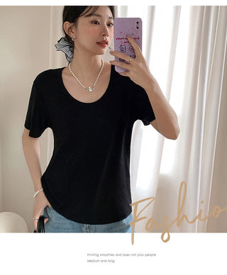 Korean U-collar shoulder Top