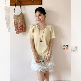 Korean U-collar shoulder Top