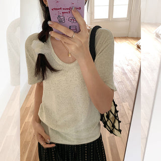 Korean U-collar shoulder Top