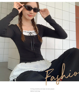 pure lace bow Top