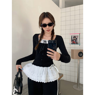 pure lace bow Top