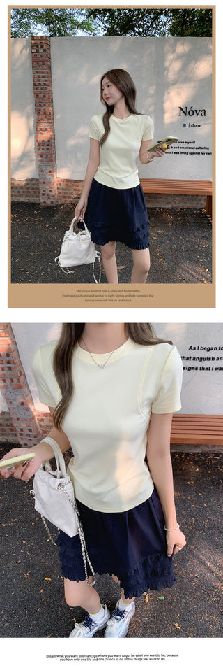 pure round neck Top