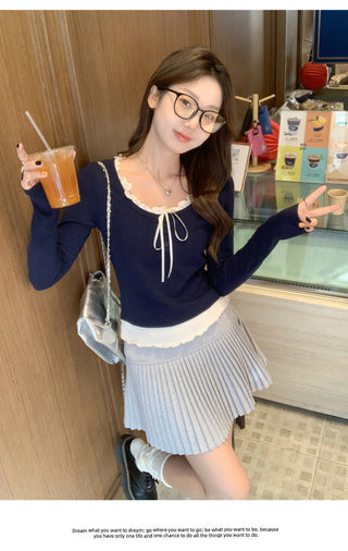 purplish blue long Sleeve Top