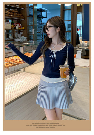 purplish blue long Sleeve Top