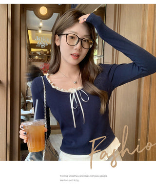 purplish blue long Sleeve Top