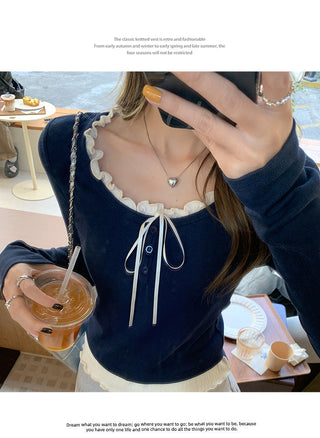 purplish blue long Sleeve Top