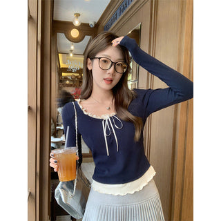 purplish blue long Sleeve Top
