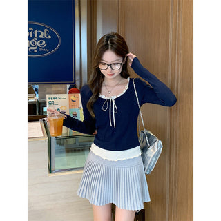 purplish blue long Sleeve Top