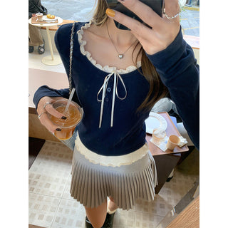 purplish blue long Sleeve Top